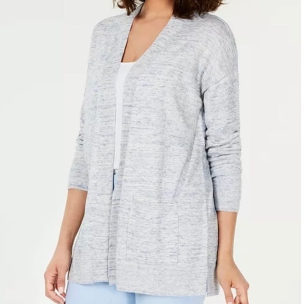 Charter Club Cotton Chambray Open Front Cardigan